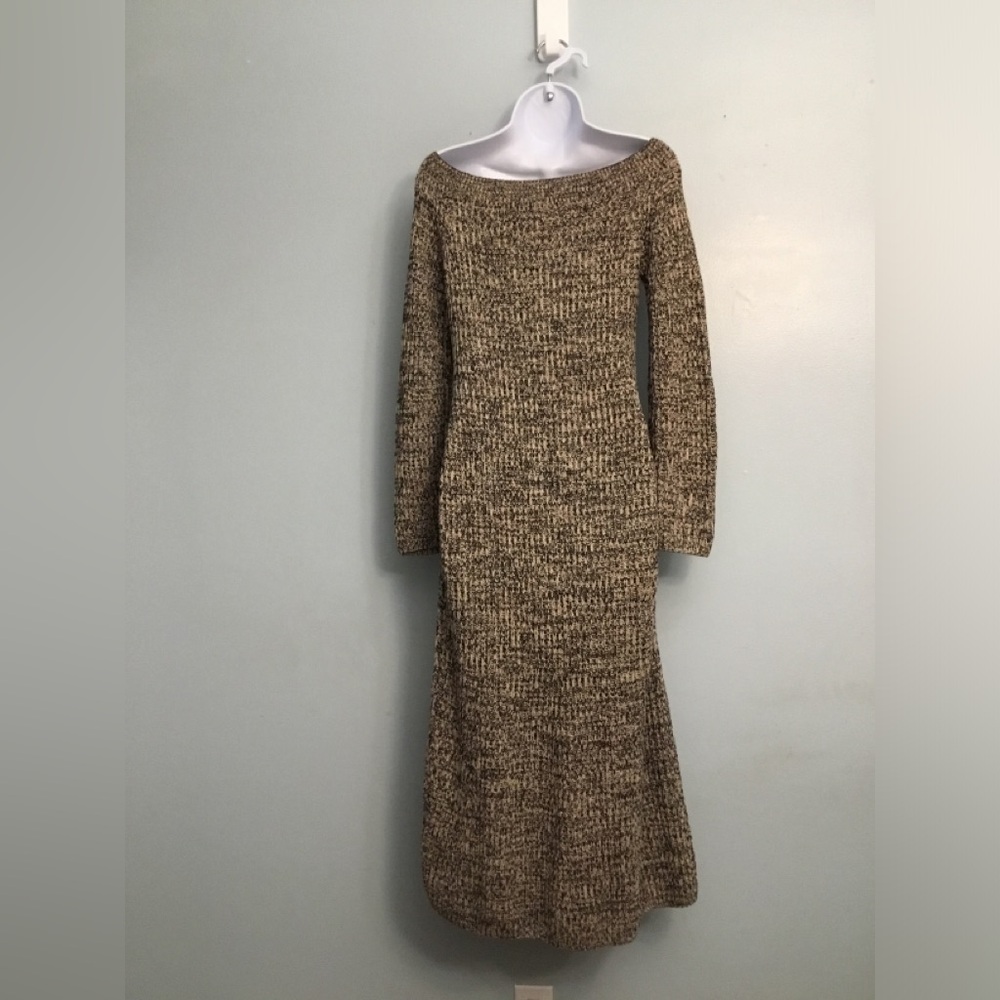 H&M Textured Tan Long Sleeve Dress - Picture 4 of 12